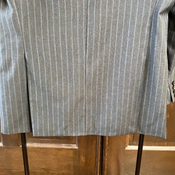 Hugo Boss Suit Coat Jacket Mens 44R Gray w/ Blue Stripe Wool Super 100 2-Btn USA - Picture 8 of 15